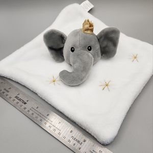 Lila & Jack White Gold Stars Lovey Gray Elephant With Crown Security Blanket‎